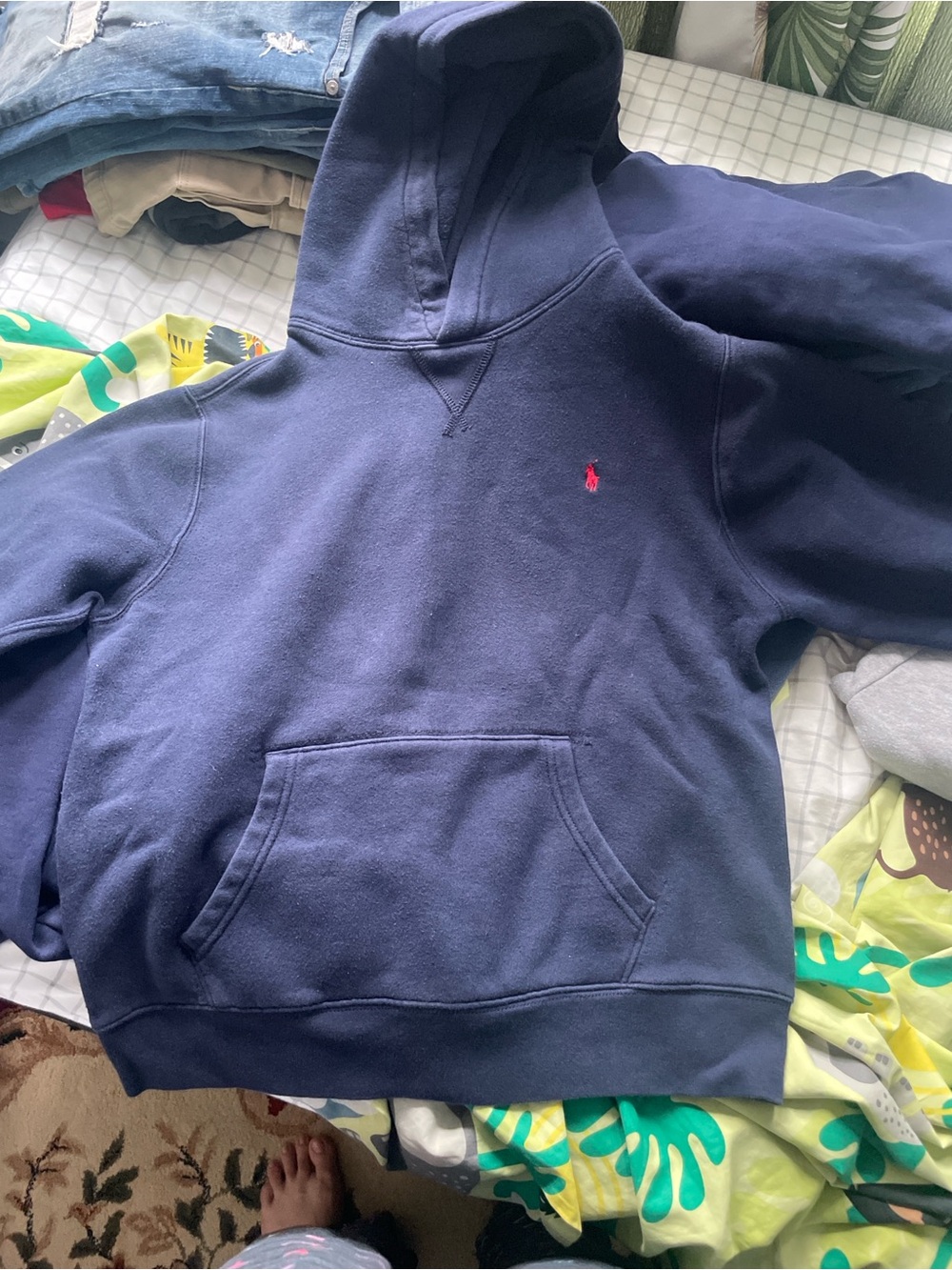 Polo by Ralph Lauren Navy Hoodie with Red Pony Embroidery